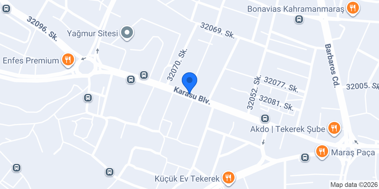 TUSDATA Kahramanmaraş Şube konumu