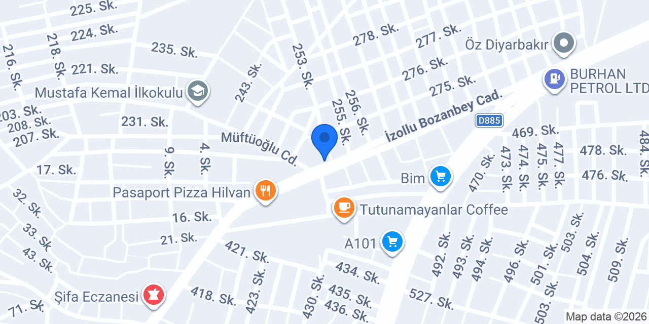 Cadde döner hilvan konumu