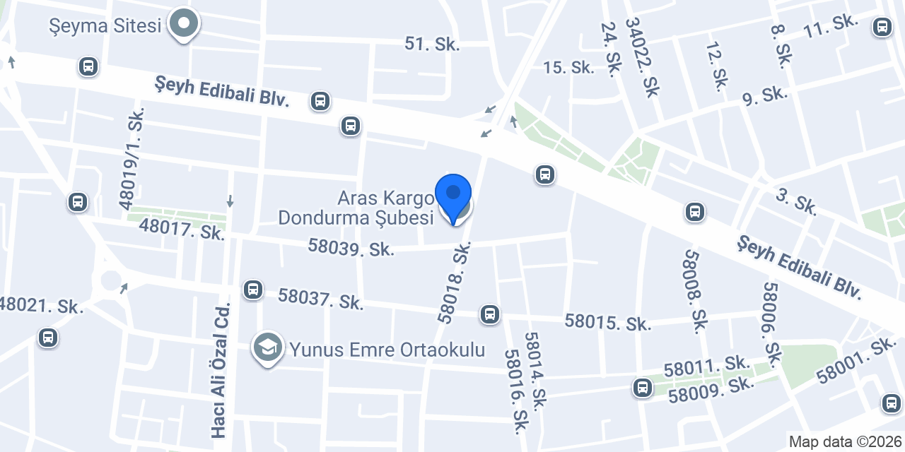 Aras Kargo Dondurma Şubesi konumu