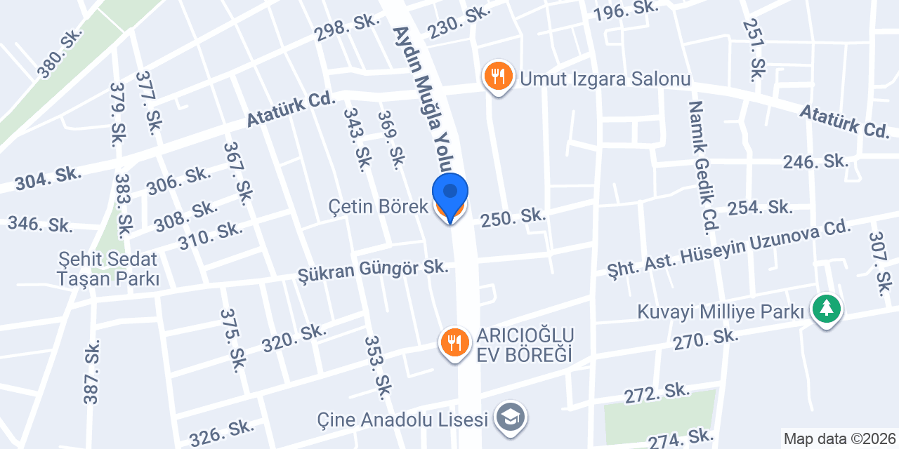 Çetin Börek konumu