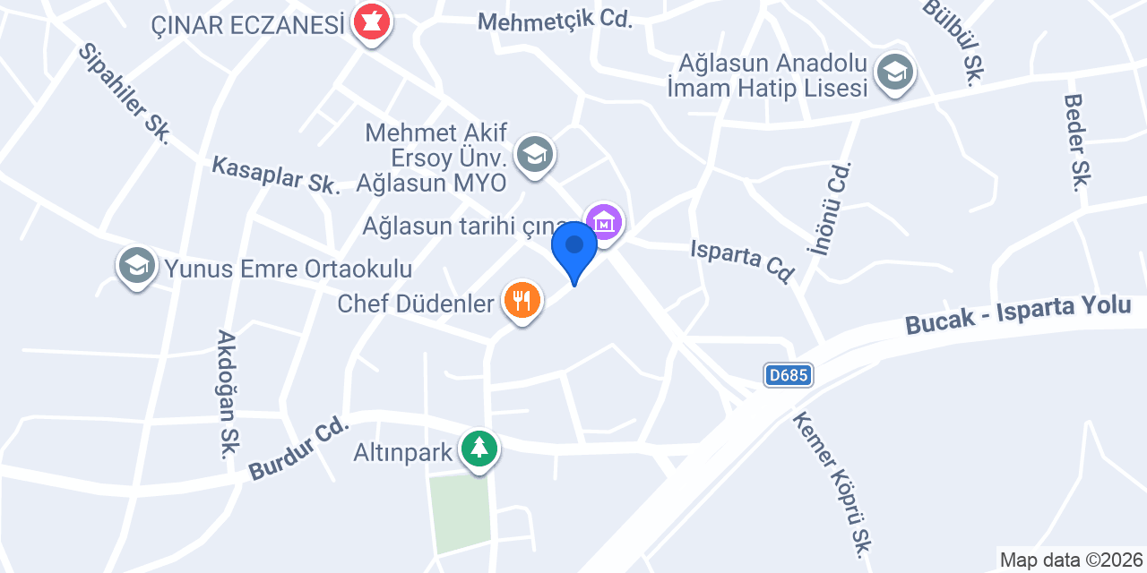 İdeal Sigorta Ağlasun Şube konumu
