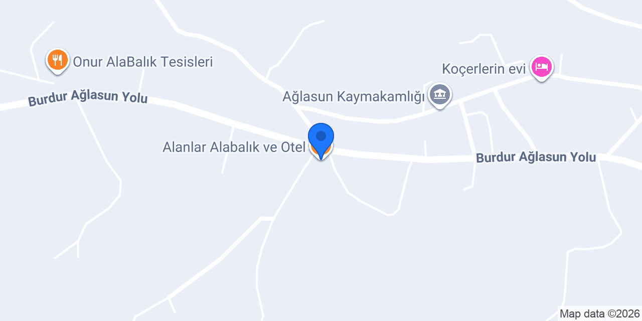 Alanlar Alabalık ve Otel konumu