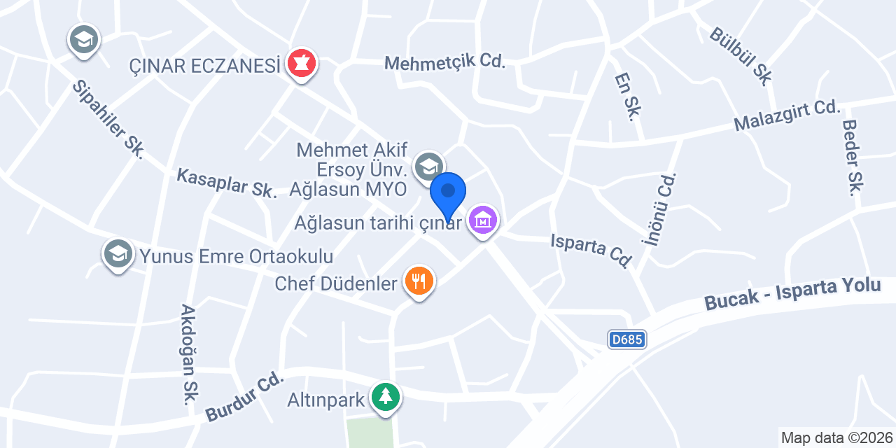 Ptt-ağlasun Şubesi konumu