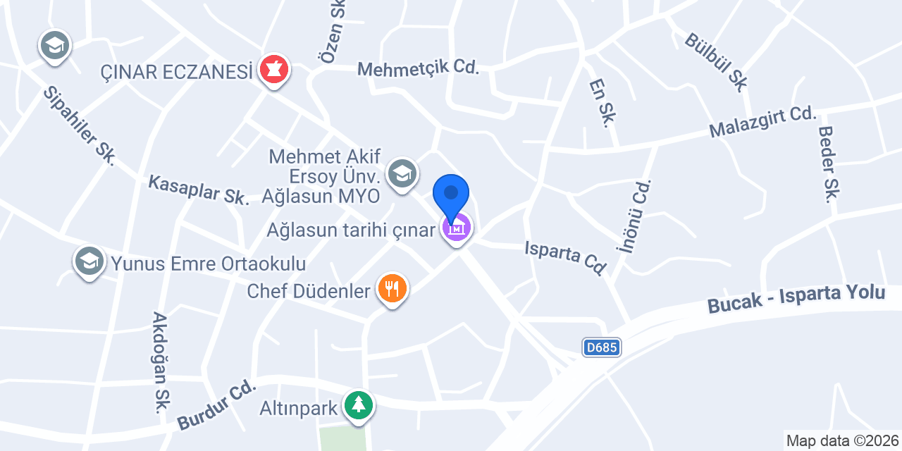 Ziraat Bankası Ağlasun Şubesi konumu