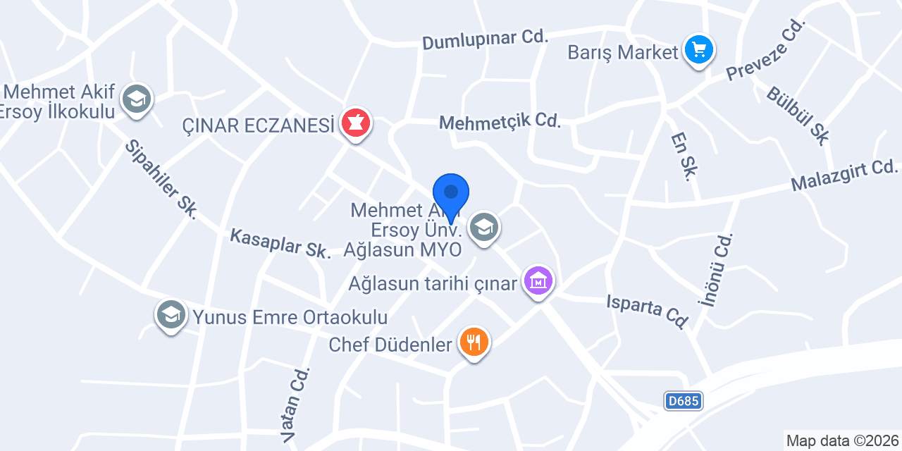 Ağlasun Meslek Yüksekokulu konumu