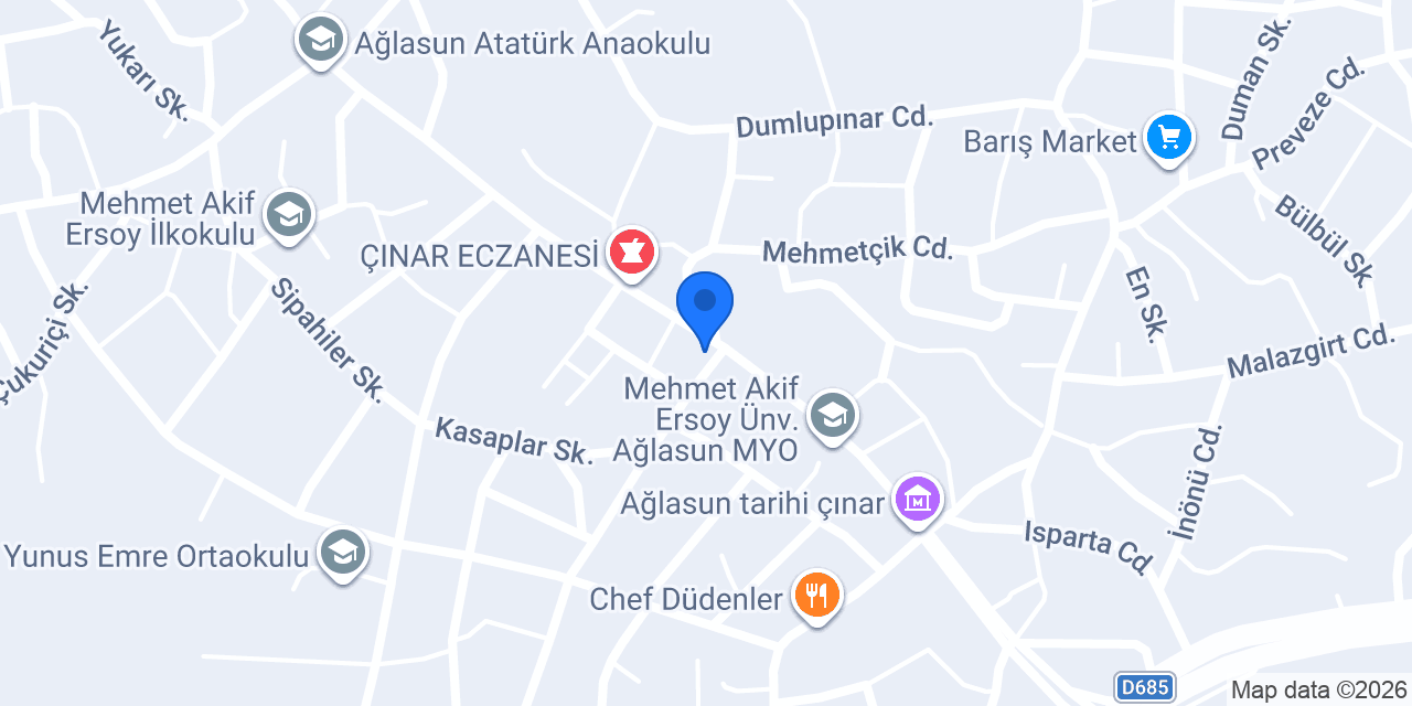 Ağlasun İlçe Nüfus Müdürlüğü konumu