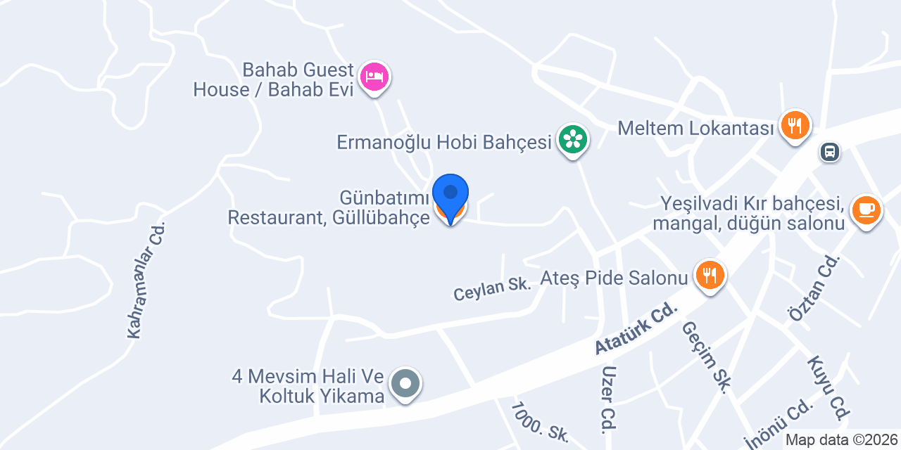 Günbatımı Restaurant, Güllübahçe konumu