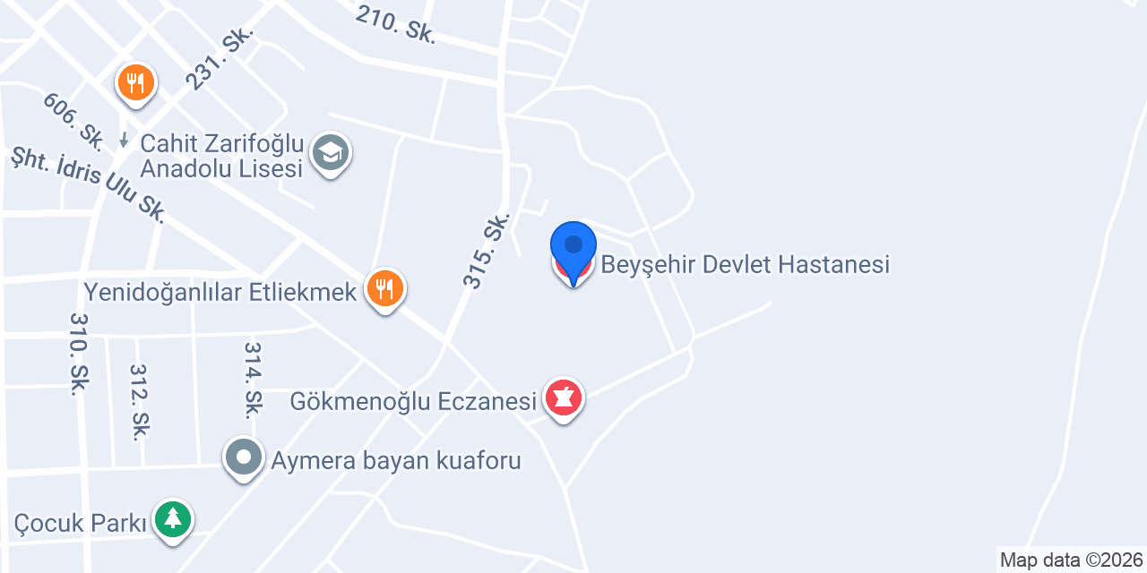 Beyşehir Devlet Hastanesi konumu