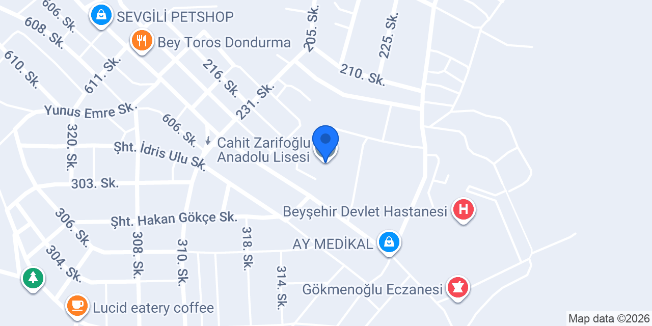Cahit Zarifoğlu Anadolu Lisesi konumu