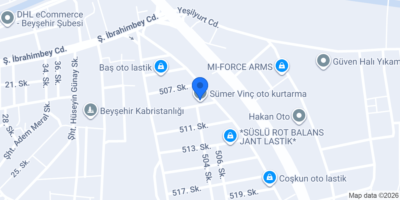 Sümer Vinç oto kurtarma konumu