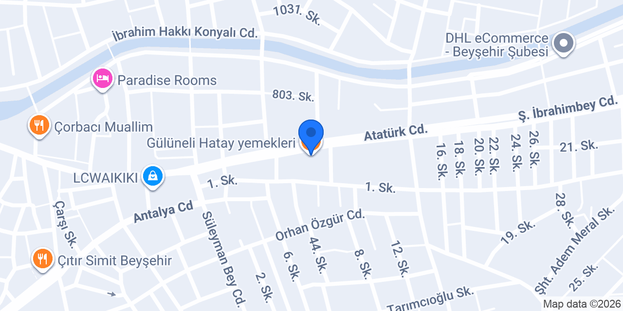 Gülüneli Hatay yemekleri konumu
