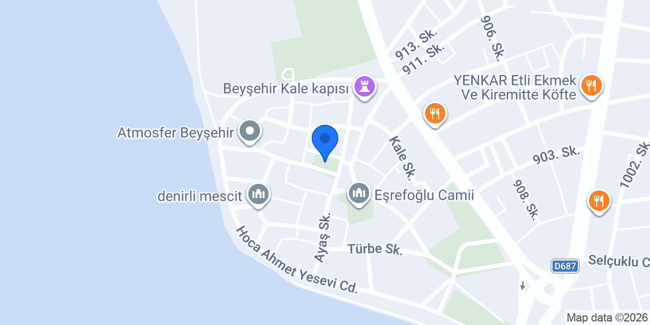 Beyşehir Tarihi Eşrefoğlu Hamamı konumu