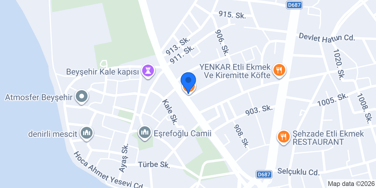 Beyeşrefoğlu etliekmek ve pide salonu konumu