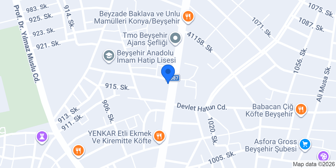 Meşhur İncikci Ali Usta Beyşehir konumu