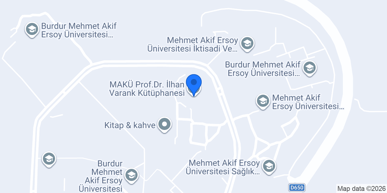MAKÜ Prof.Dr. İlhan Varank Kütüphanesi konumu