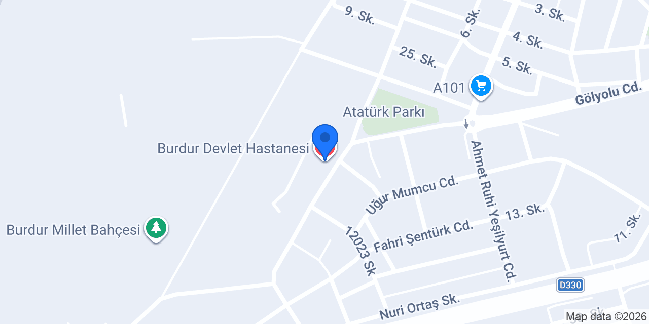 Burdur Devlet Hastanesi konumu