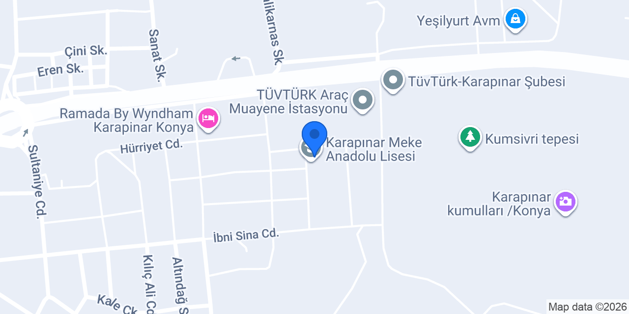 Karapınar Murat Kurum Fen Lisesi konumu