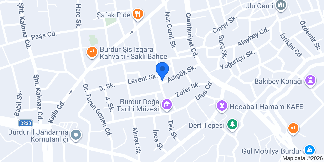 7/24 Burdur Merkez Taksi konumu