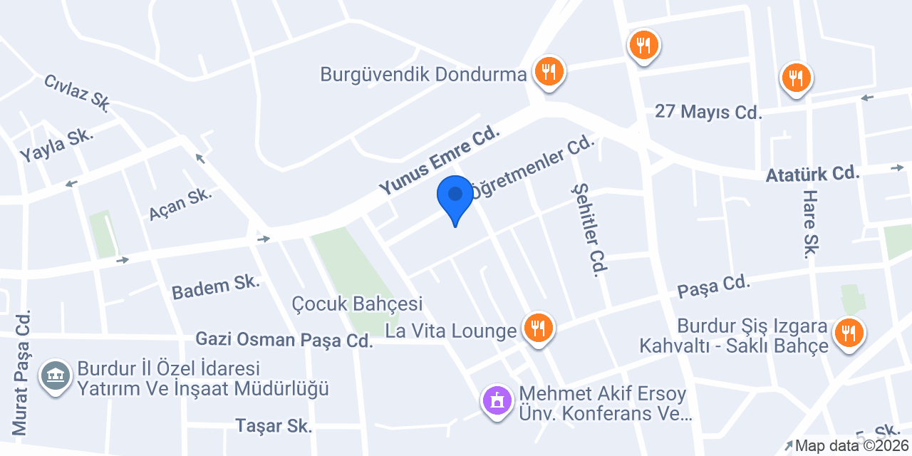 Burdur İl Halk Kütüphanesi Müdürlüğü konumu