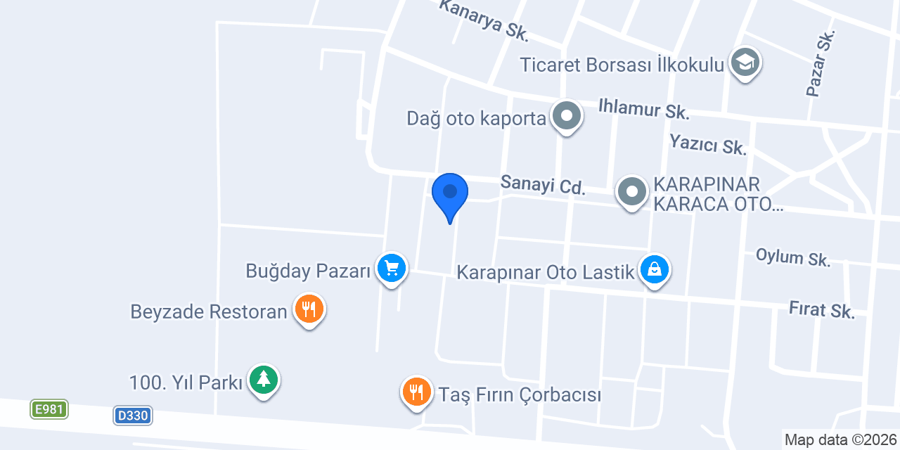 Özcan Oto Boya konumu