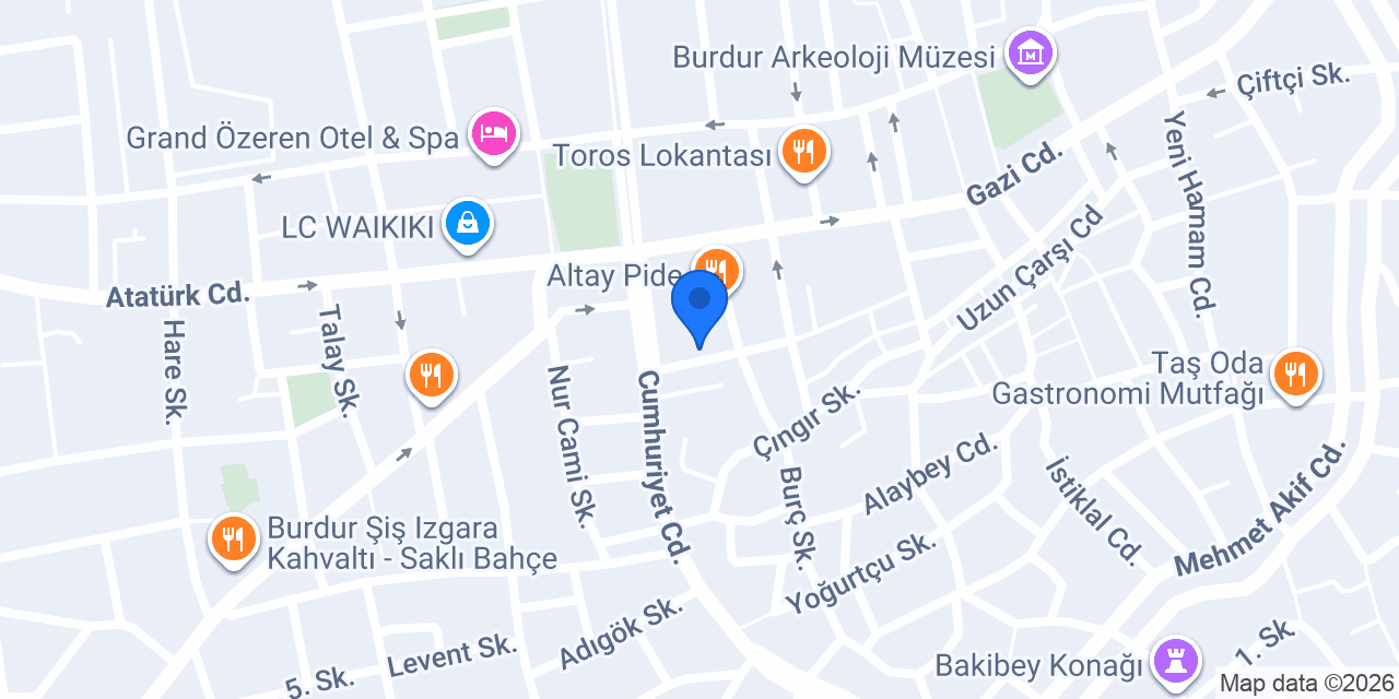 Karikatür Bi Kafe Burdur konumu