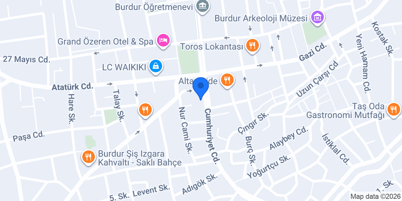 QNB Burdur Şubesi konumu