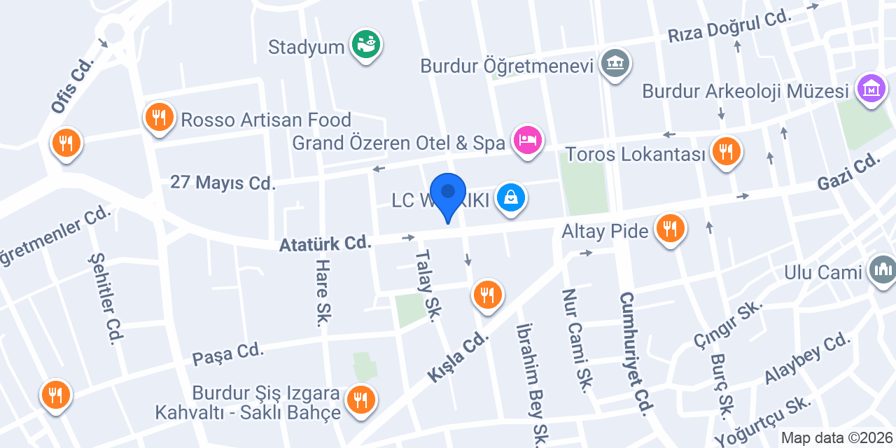 Burdur Çiçekçi Polen Çiçekçilik Burdur konumu