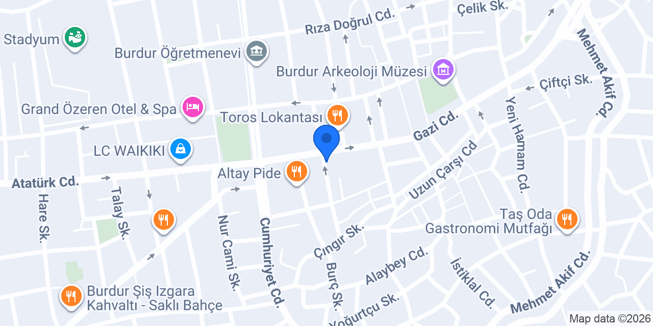 TEKİN OYUNCAK BURDUR konumu
