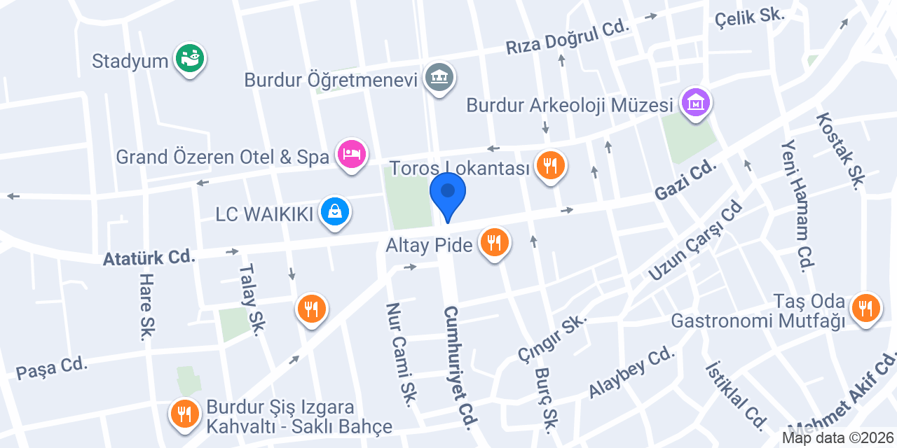 Burdur Valiliği konumu