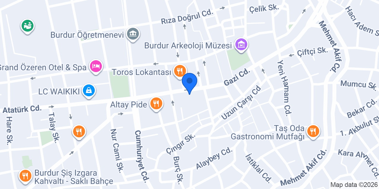 Akbank Burdur Şubesi konumu