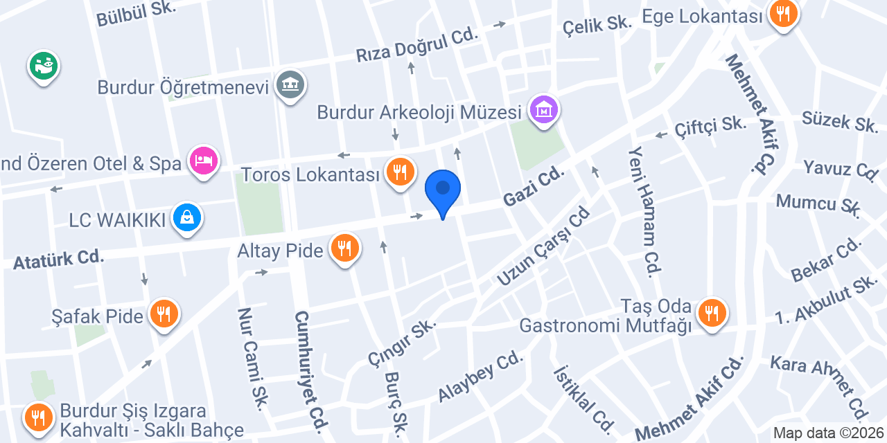 Şekerbank Burdur Şubesi konumu