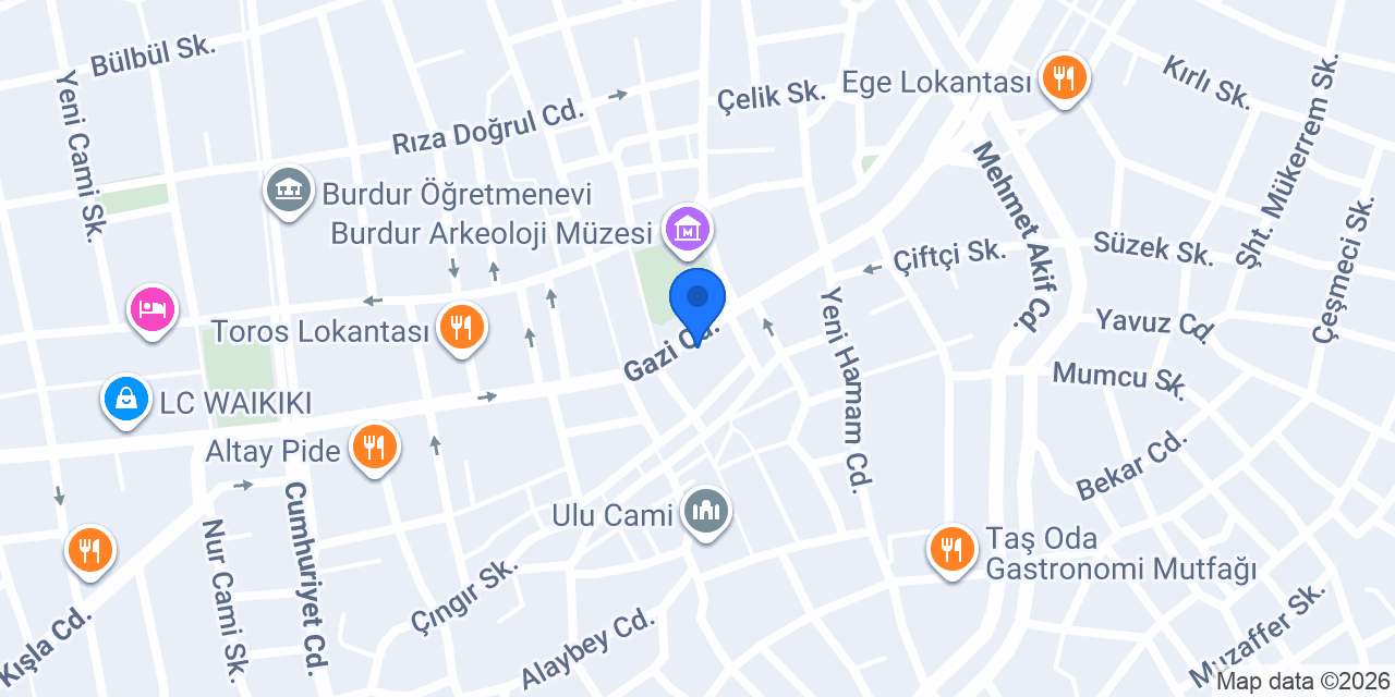 Türkiye İş Bankası Burdur Şubesi konumu