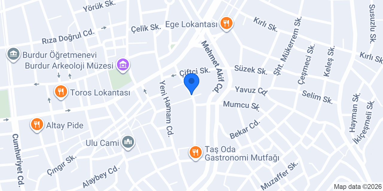 Yeni Burdur Sürücü Kursu konumu