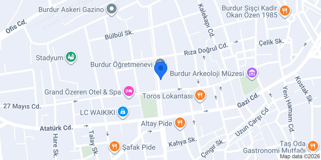 BURDUR DÜŞÜNÜR EĞİTİM KURUMLARI konumu