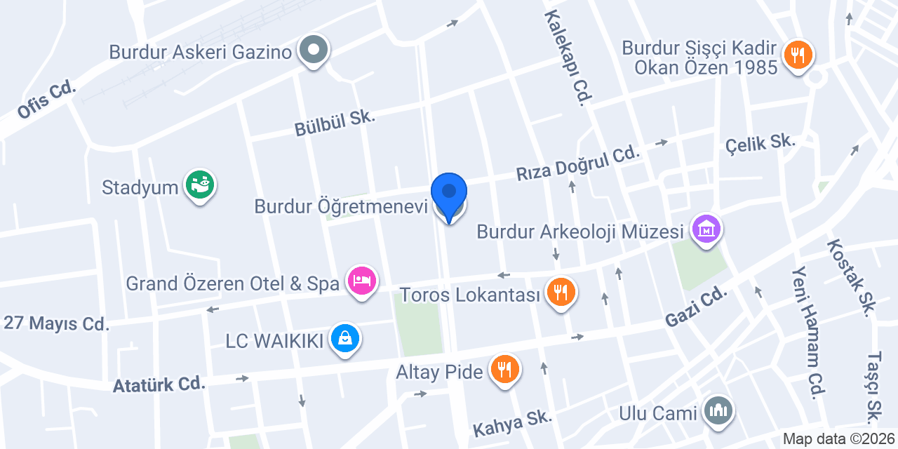 Burdur Öğretmenevi İstasyon Şubesi konumu
