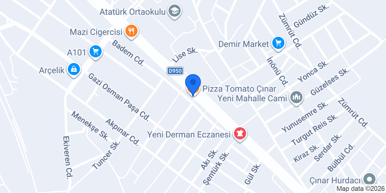 Pizza Tomato Çınar konumu
