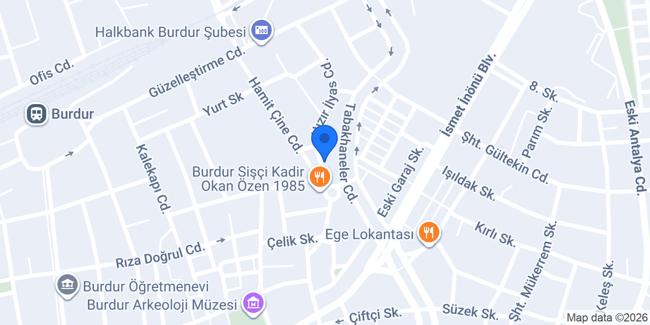 Burdur Ortaklar Kebab konumu
