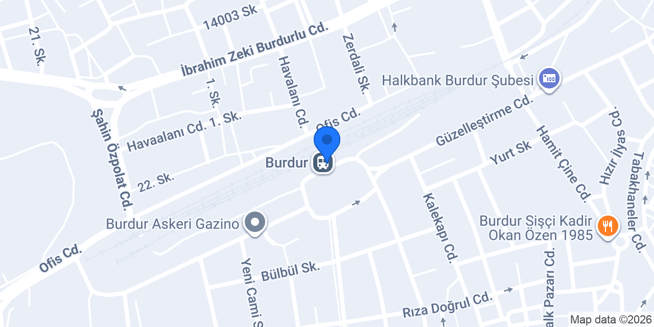 Burdur Tren Garı konumu
