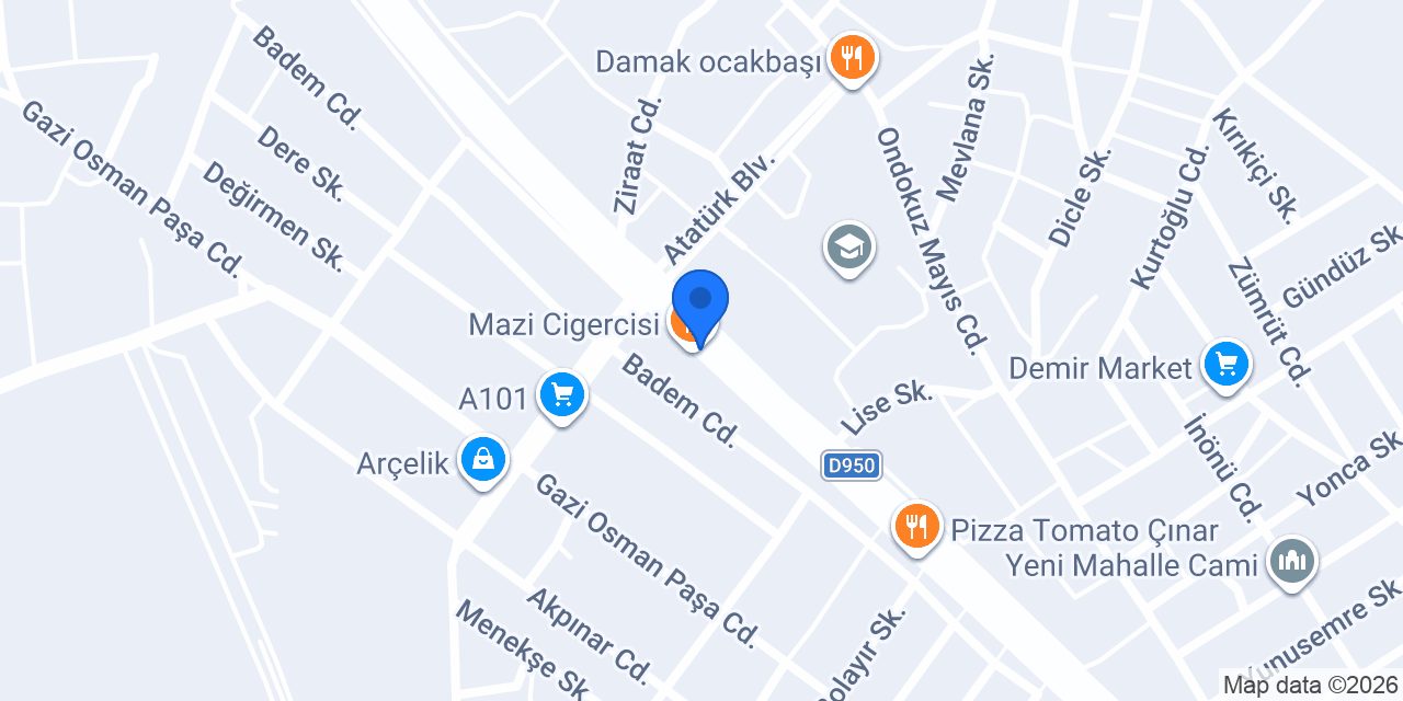 Ciğerci Cüneyt Usta Çınar konumu