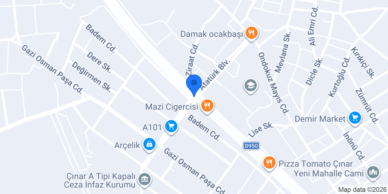 Çınar İlçe Nüfus Müdürlüğü konumu
