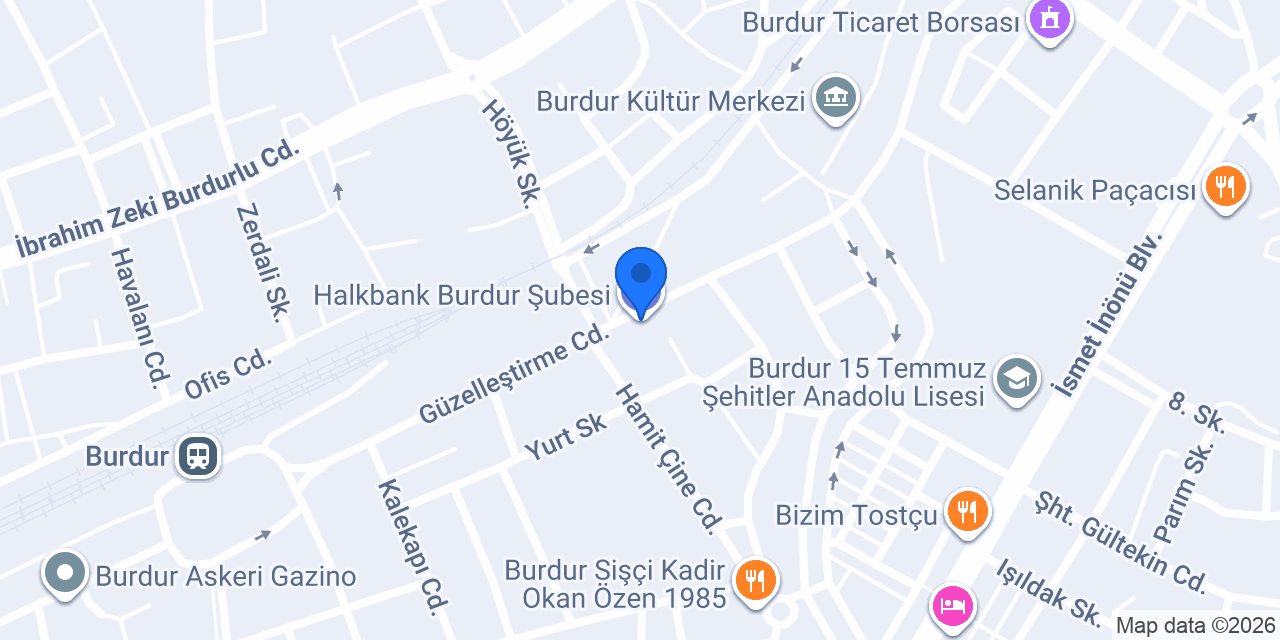 Halkbank Burdur Şubesi konumu
