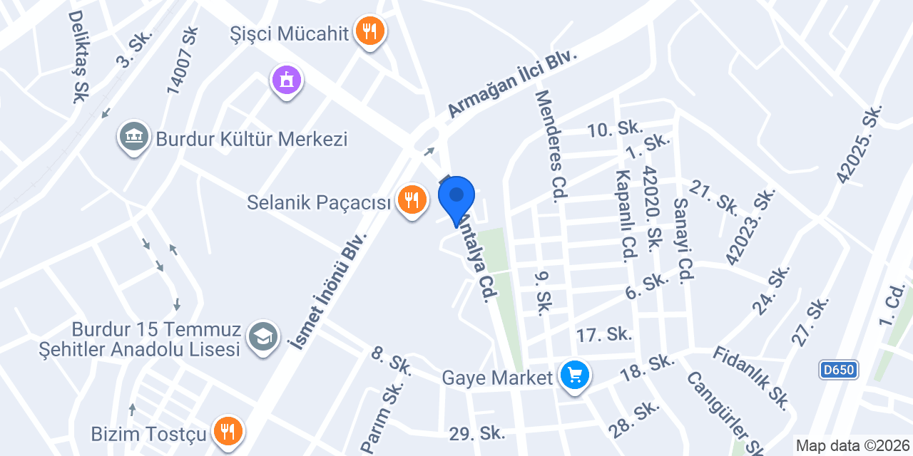 ENGİN NAKLİYAT BURDUR konumu