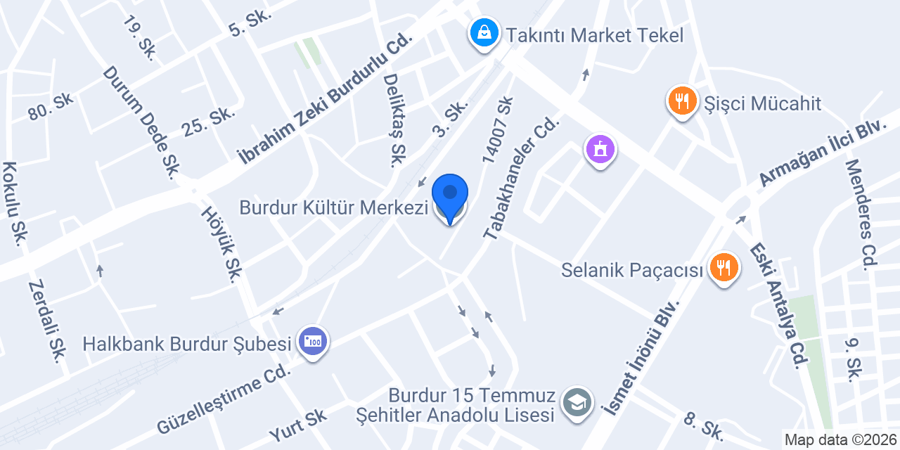 Burdur Kültür Merkezi konumu