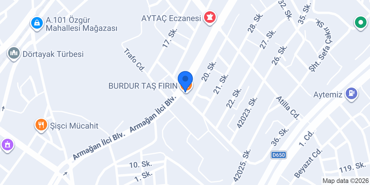 BURDUR TAŞ FIRIN konumu