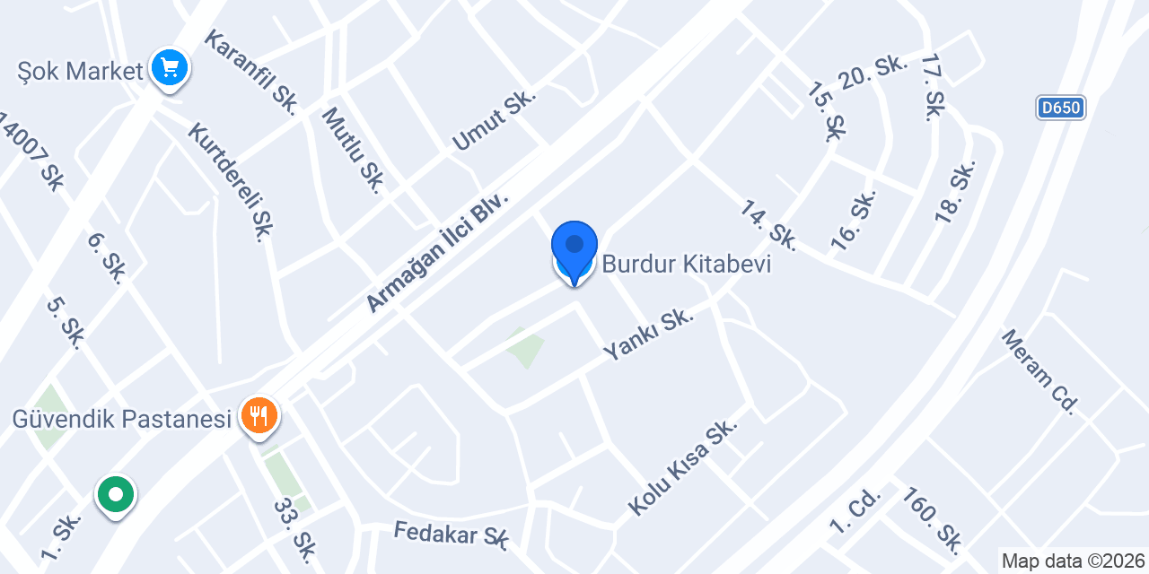 Burdur Kitabevi konumu
