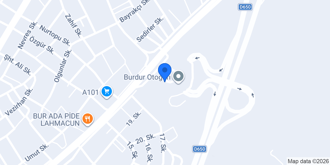 Burdur Otogar Taksi konumu