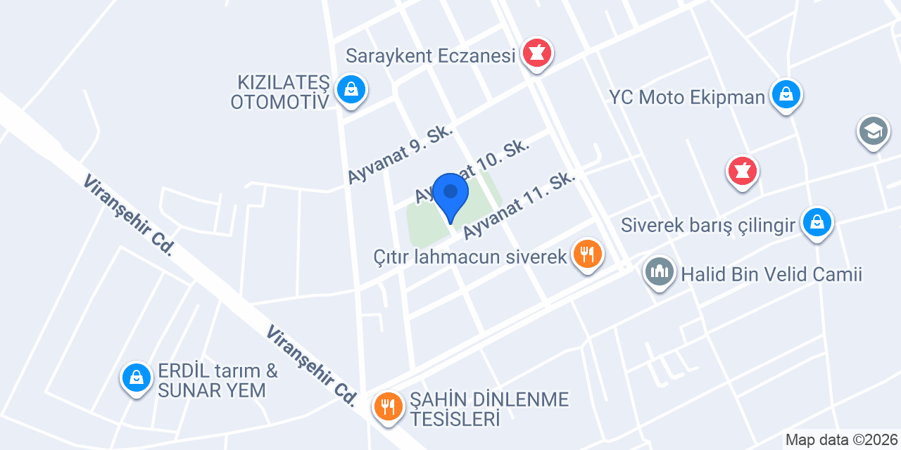 Siverek Belediyesi Ayvanat Kadın Mesleki Eğitim Merkezi konumu