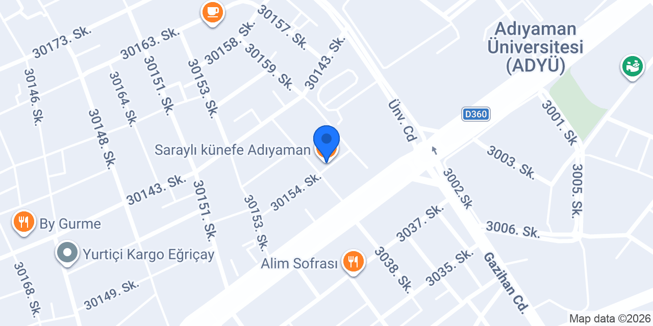 Saraylı künefe Adıyaman konumu