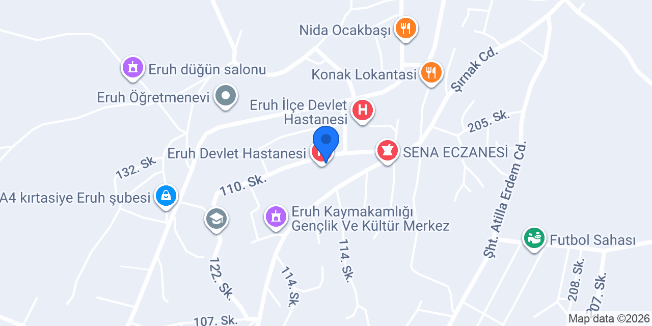 Eruh Toplum Sağlığı Merkezi konumu