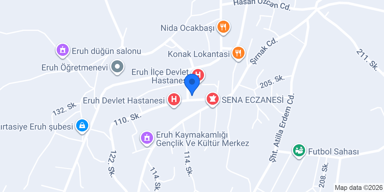 Eruh Aile Sağlığı Merkezi konumu